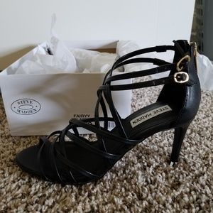 Black Steve Madden strappy sandals with heel